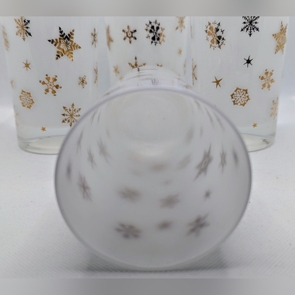Federal Glass Co. Atomic Starburst Snowflake Glass Set Of 4 Vtg MCM Barware MINT - Picture 4 of 5
